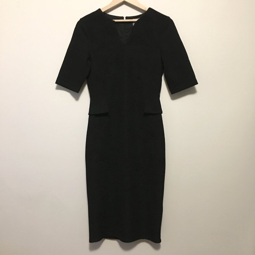 Vintage Phase Eight Black Crimp Weave Sheath Dress 10 Office Cocktail S
